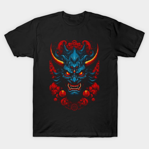 Oni Japanesse Demon Mask T-Shirt by Allbestshirts